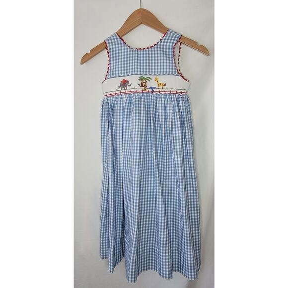 Kelly's Kids- Girls Gingham animal maxi dress- size small (5-6) - Picture 1 of 5